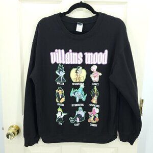 Disney Villains "Moods" Pullover Crew Neck Sweatshirt L Black